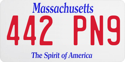 MA license plate 442PN9