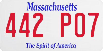 MA license plate 442PO7
