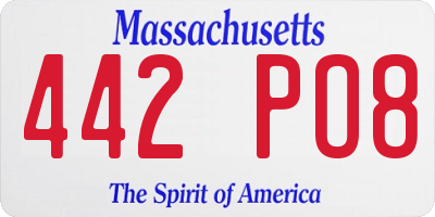MA license plate 442PO8