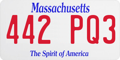 MA license plate 442PQ3