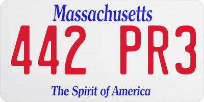 MA license plate 442PR3