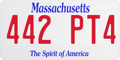 MA license plate 442PT4