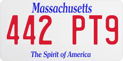 MA license plate 442PT9