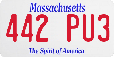 MA license plate 442PU3