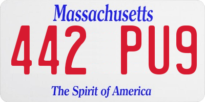 MA license plate 442PU9