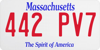 MA license plate 442PV7