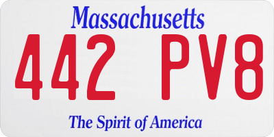 MA license plate 442PV8