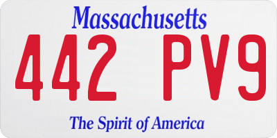MA license plate 442PV9