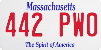 MA license plate 442PW0