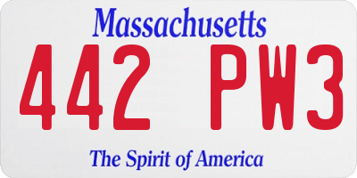 MA license plate 442PW3