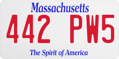 MA license plate 442PW5