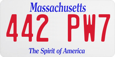 MA license plate 442PW7