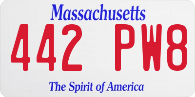 MA license plate 442PW8