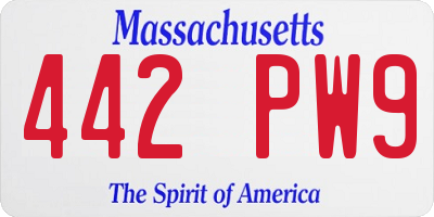 MA license plate 442PW9