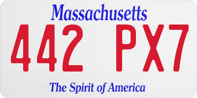 MA license plate 442PX7