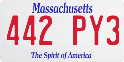 MA license plate 442PY3