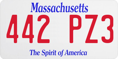 MA license plate 442PZ3