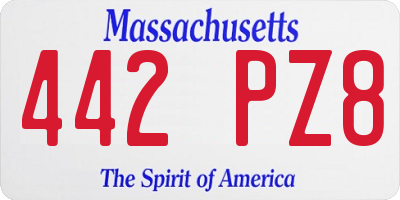 MA license plate 442PZ8