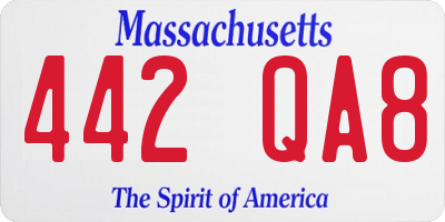 MA license plate 442QA8