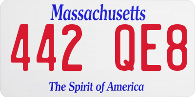 MA license plate 442QE8