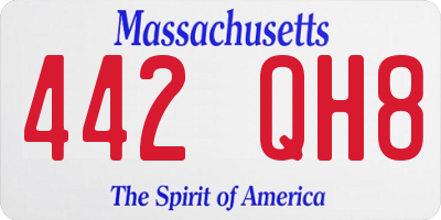 MA license plate 442QH8