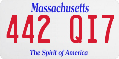 MA license plate 442QI7