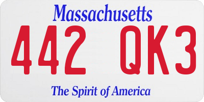 MA license plate 442QK3