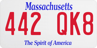 MA license plate 442QK8