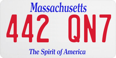 MA license plate 442QN7