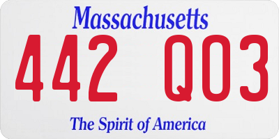 MA license plate 442QO3