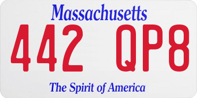 MA license plate 442QP8