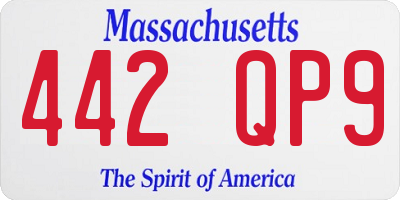 MA license plate 442QP9
