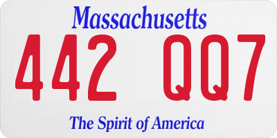 MA license plate 442QQ7
