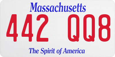 MA license plate 442QQ8