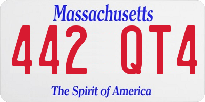 MA license plate 442QT4