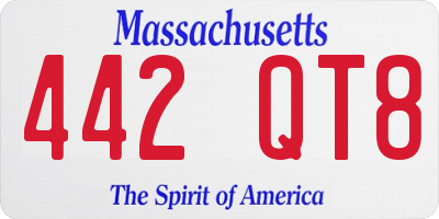 MA license plate 442QT8