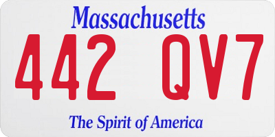 MA license plate 442QV7