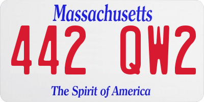 MA license plate 442QW2
