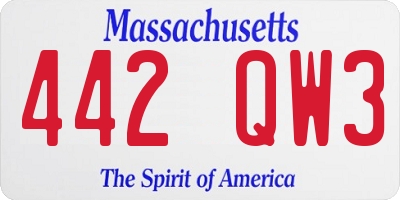 MA license plate 442QW3