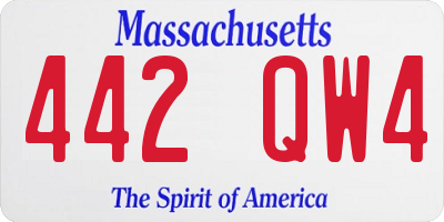 MA license plate 442QW4