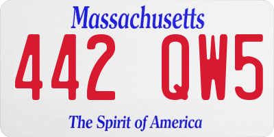 MA license plate 442QW5