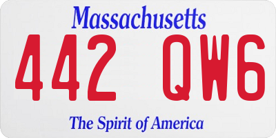 MA license plate 442QW6