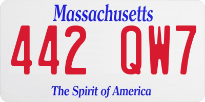 MA license plate 442QW7