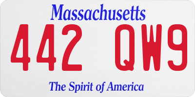 MA license plate 442QW9