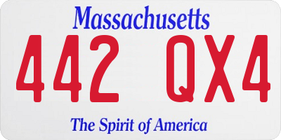 MA license plate 442QX4