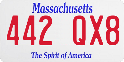 MA license plate 442QX8