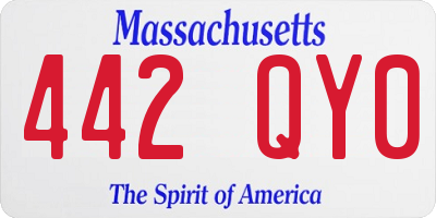 MA license plate 442QY0