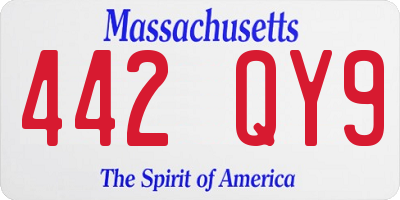 MA license plate 442QY9