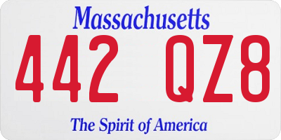 MA license plate 442QZ8