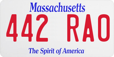 MA license plate 442RA0